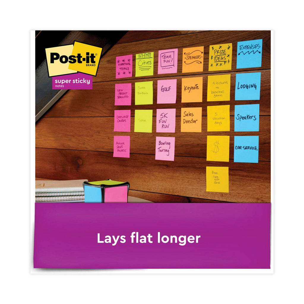 Post-it Full Stick Notes, 3" x 3", Energy Boost Collection Colors, 25 Sheets/Pad, 12 Pads/Pack
