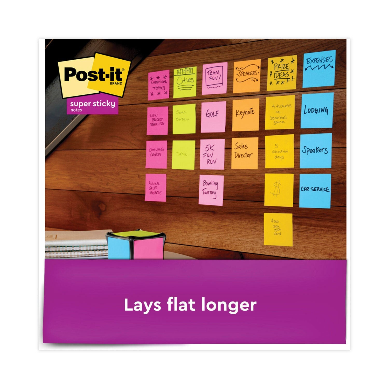 Post-it Full Stick Notes, 3" x 3", Energy Boost Collection Colors, 25 Sheets/Pad, 12 Pads/Pack