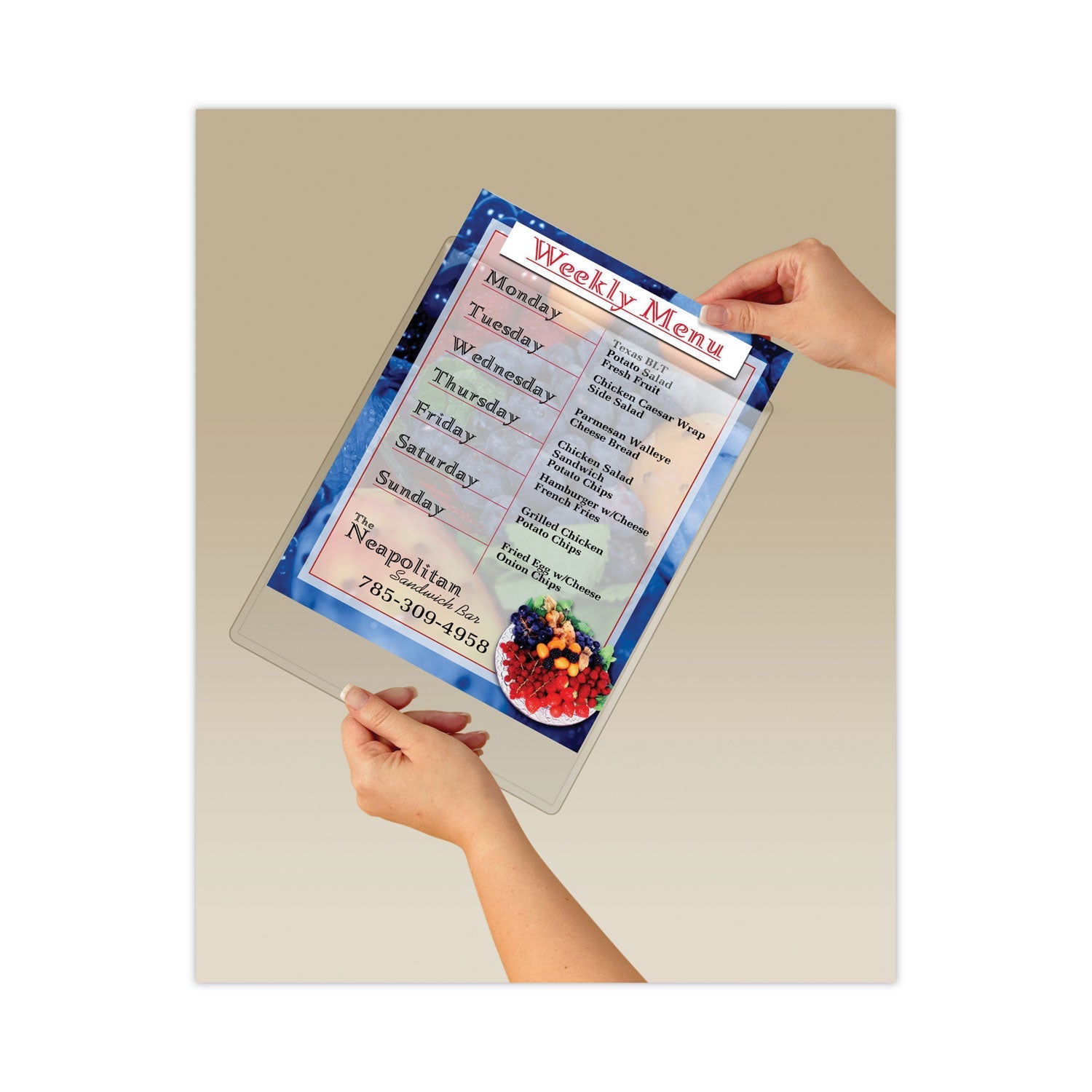 Scotch Display Pocket, Removable Interlocking Fasteners, Plastic, 8.5 x 11, Clear