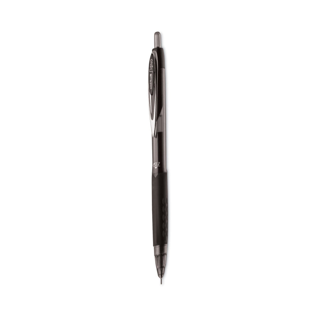 uniball Signo 207 Needle Point Gel Pen, Retractable, Medium 0.7 mm, Black Ink, Black Barrel, Dozen