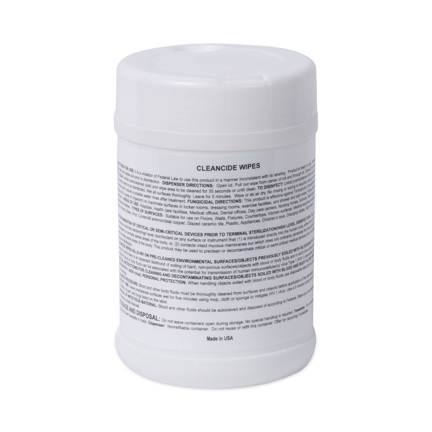 Wexford Labs CleanCide Disinfecting Wipes, 6.5 x 6, Fresh Scent, 160/Canister, 12 Canisters/Carton
