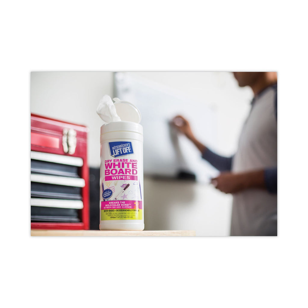 Motsenbocker's Lift-Off Dry Erase Cleaner Wipes, Cloth, 7 x 12, 40/Canister, 6 Canisters/Carton
