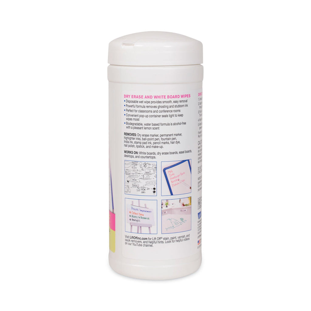 Motsenbocker's Lift-Off Dry Erase Cleaner Wipes, Cloth, 7 x 12, 40/Canister, 6 Canisters/Carton