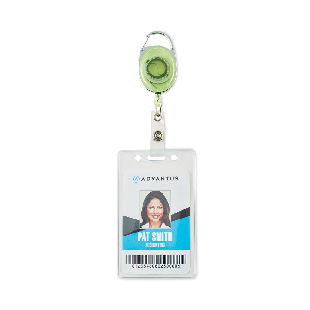 Advantus Carabiner-Style Retractable ID Card Reel, 30" Extension, Assorted Neon Colors, 20/Pack