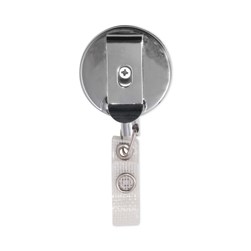 Advantus Premier Heavy-Duty Retractable ID Card Reel, 24" Extension, Black/Silver, 12/Box
