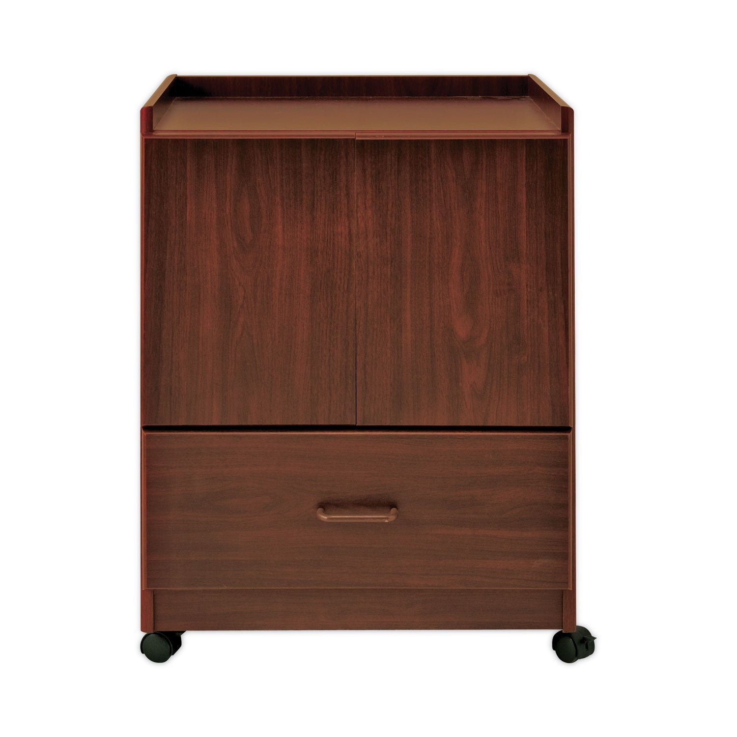 Vertiflex Mobile Deluxe Coffee Bar, Engineered Wood, 2 Shelves, 1 Drawer, 23" x 19" x 30.75", Cherry