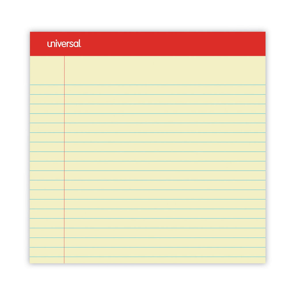 Universal Perforated Ruled Writing Pads, Wide/Legal Rule, Red Headband, 50 Canary-Yellow 8.5 x 14 Sheets, Dozen