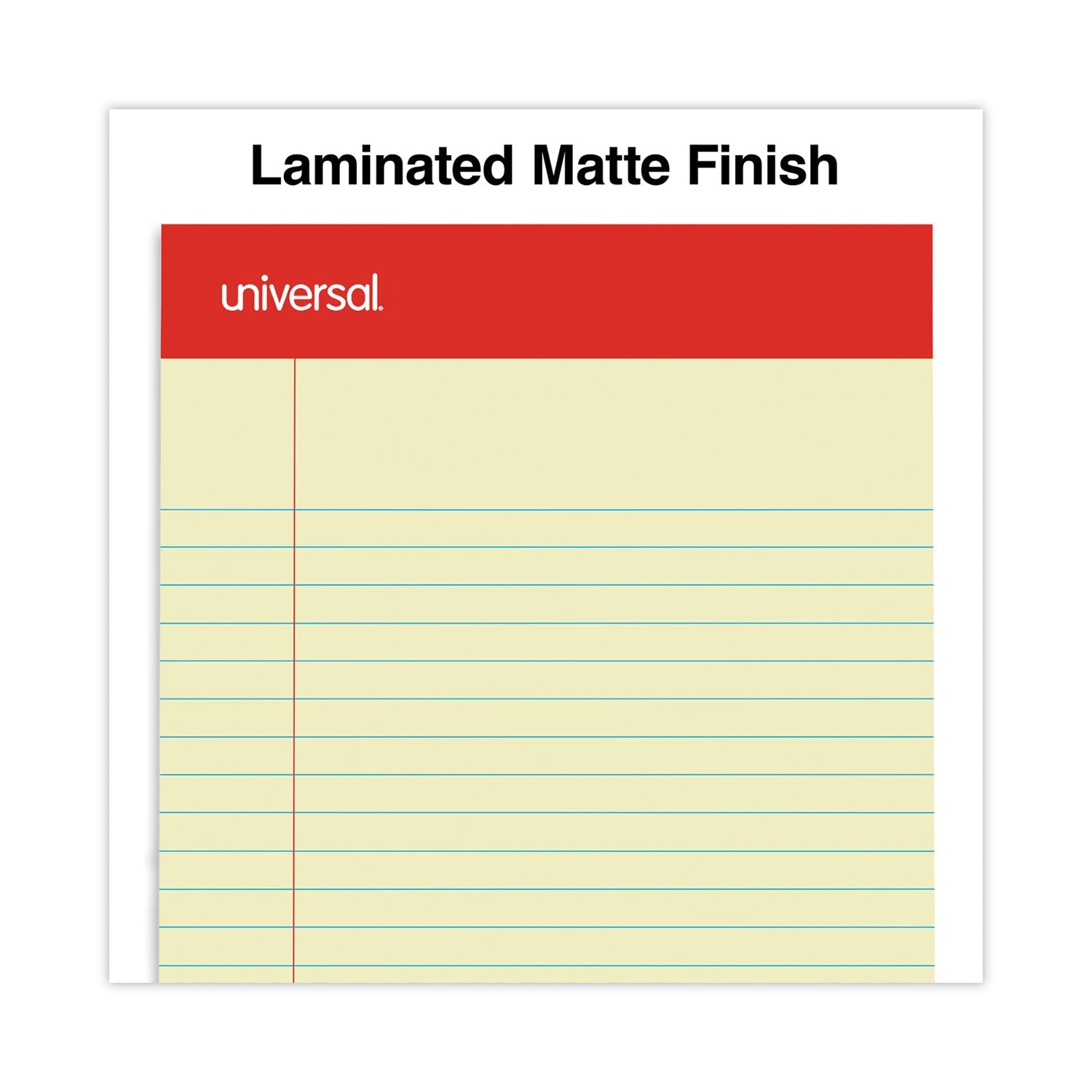 Universal Perforated Ruled Writing Pads, Narrow Rule, Red Headband, 50 Canary-Yellow 5 x 8 Sheets, Dozen