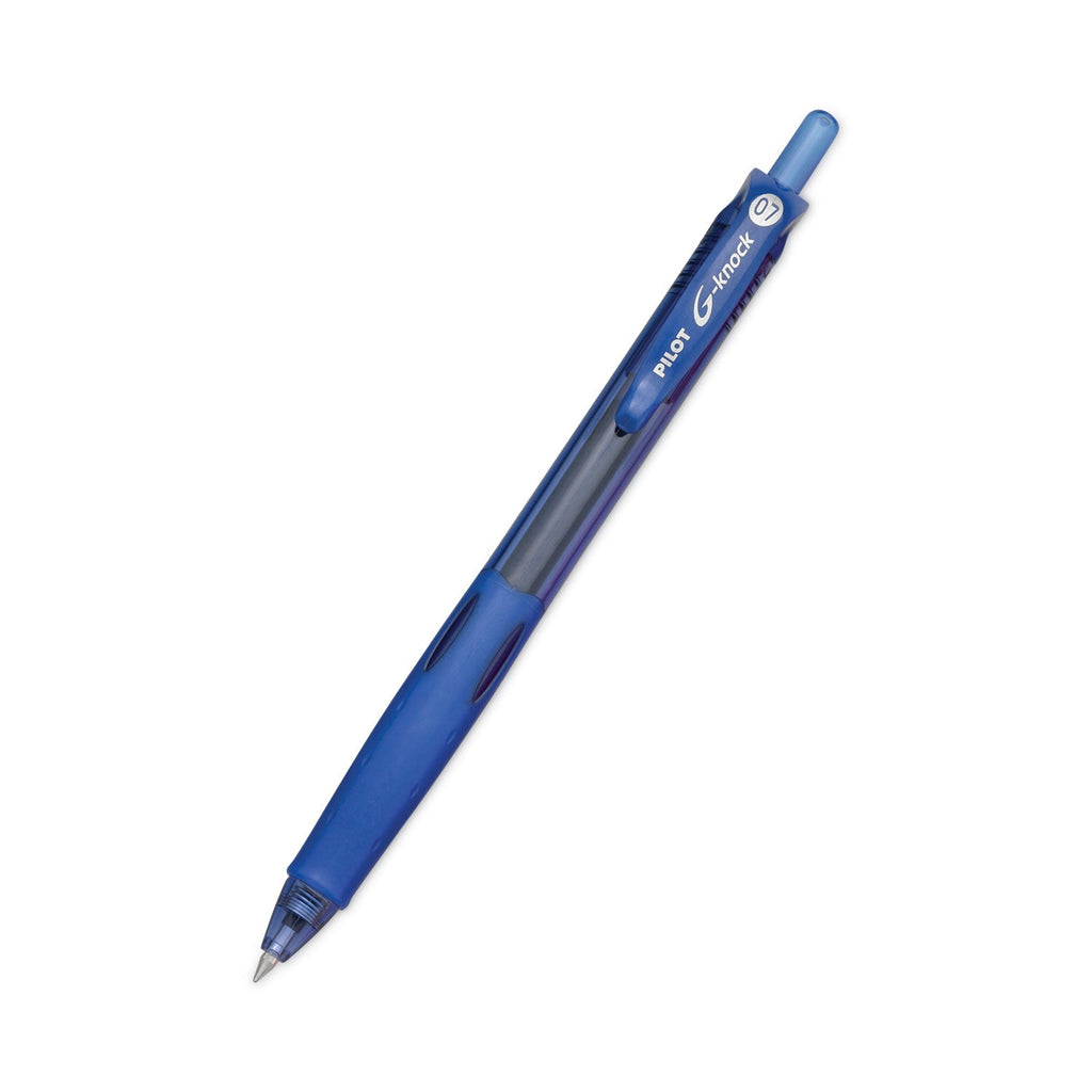 Pilot G-Knock BeGreen Gel Pen, Retractable, Fine 0.7 mm, Blue Ink, Blue Barrel, Dozen