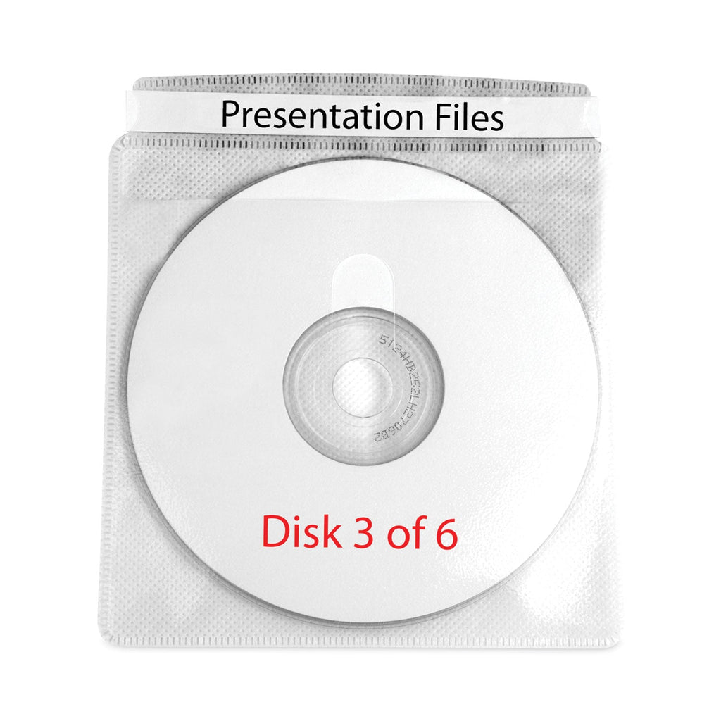 C-Line Deluxe Individual CD/DVD Holders, 2 Disc Capacity, Clear/White, 50/Box
