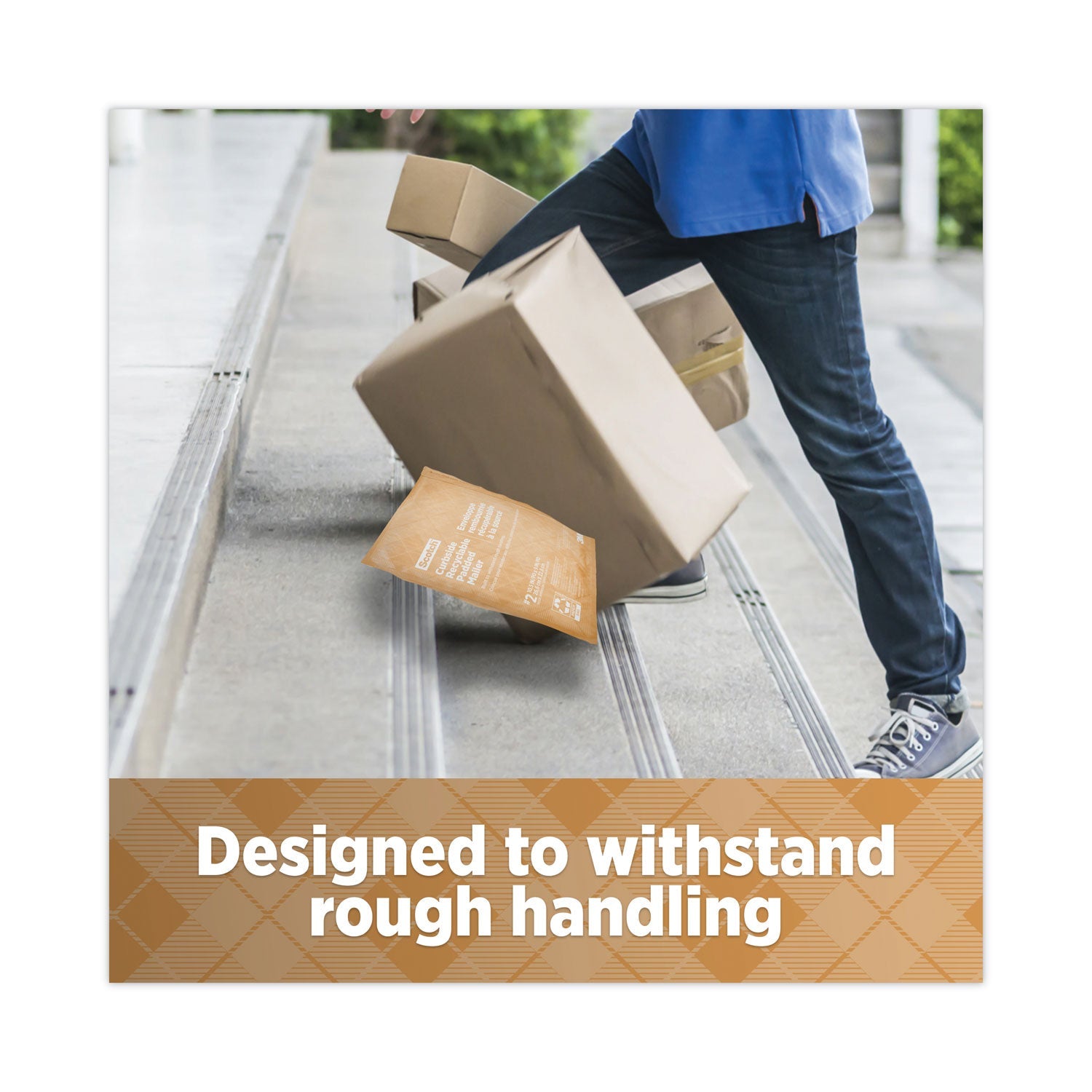 Scotch Curbside Recyclable Padded Mailer, #0, Bubble Cushion, Self-Adhesive Closure, 7 x 11.25, Natural Kraft, 100/Carton