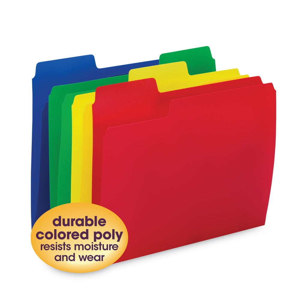 Smead SuperTab Top Tab File Folders, 1/3-Cut Tabs: Assorted, Letter Size, 0.75" Expansion, Polypropylene, 12/Pack