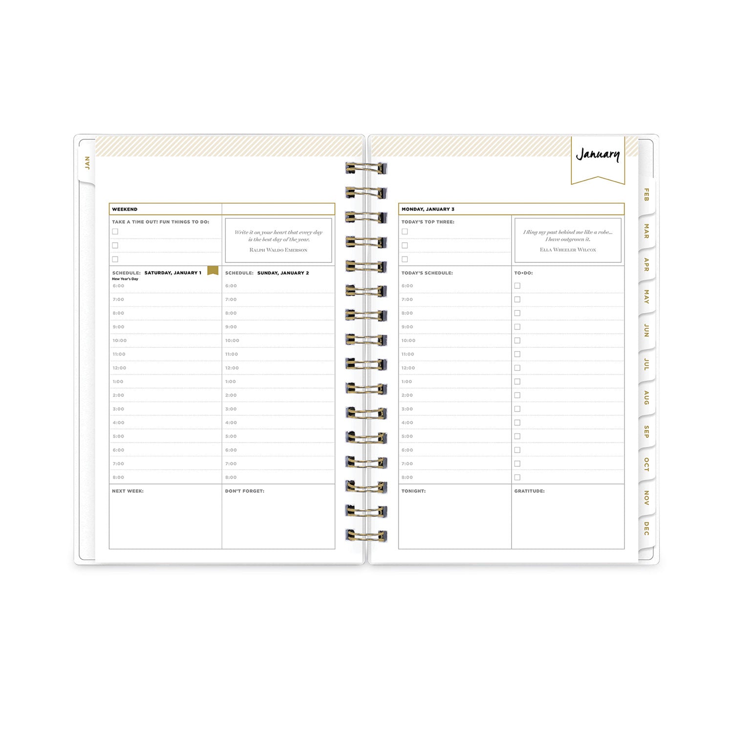 Blue Sky Day Designer Navy Stripe Daily/Monthly Planner, Navy Stripe Artwork, 8 x 5, Navy/White Cover, 12-Month (Jan to Dec): 2023