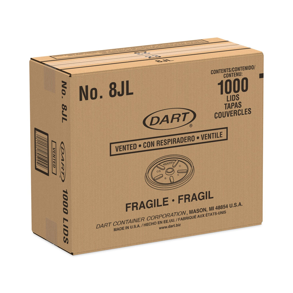 Dart Plastic Lids, Fits 8 oz to 10 oz Hot/Cold Foam Cups, Vented, White, 100/Pack, 10 Packs/Carton