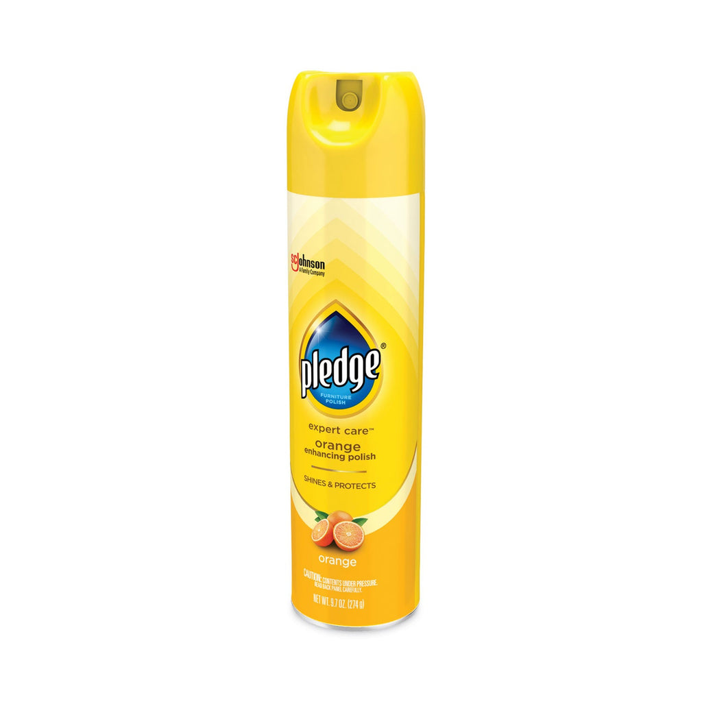 Pledge Furniture Polish, Orange, 9.7 oz Aerosol Spray, 6/Carton