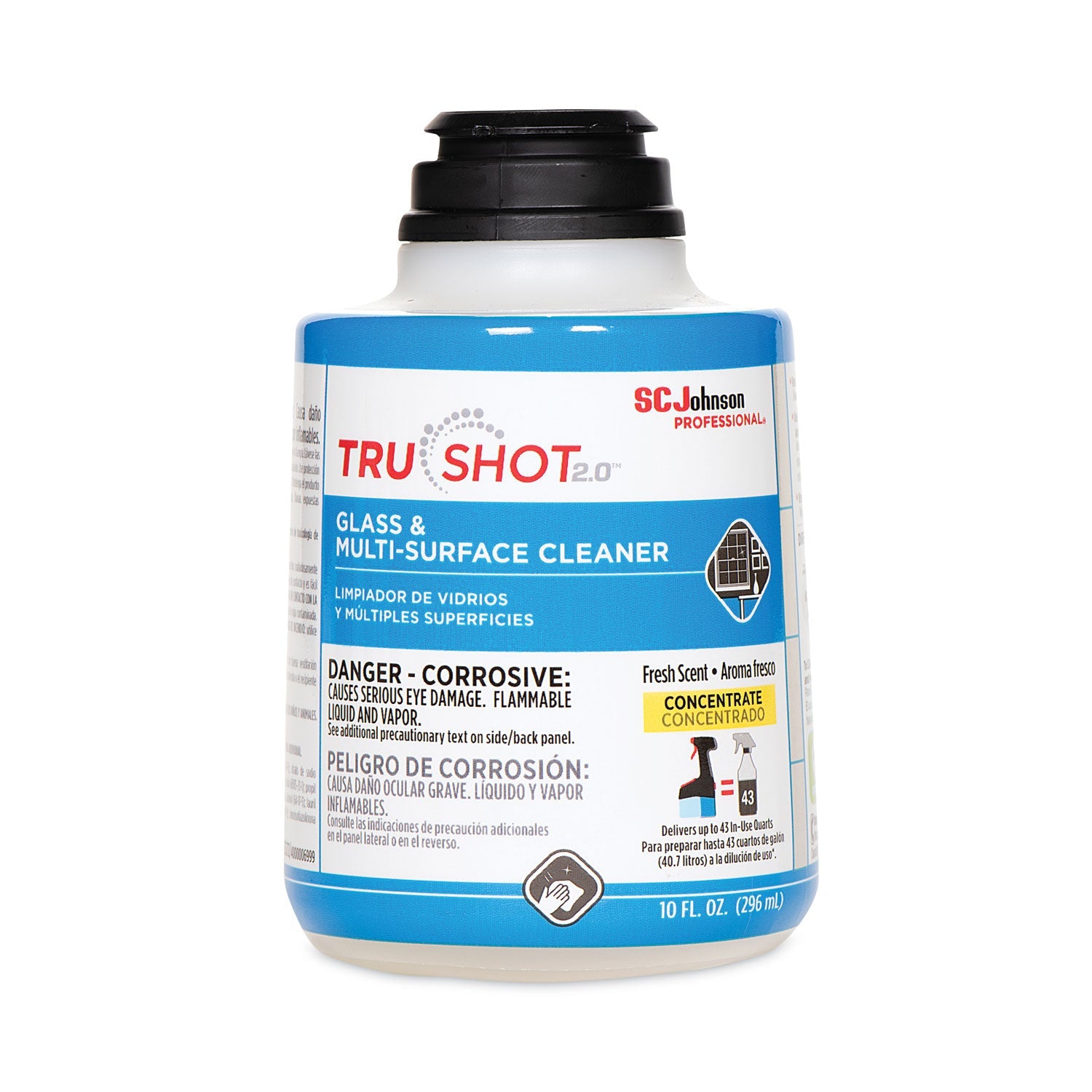 SC Johnson Professional TruShot 2.0 Glass and Multisurface Cleaner, Clean Fresh Scent, 10 oz Cartridge, 4/Carton