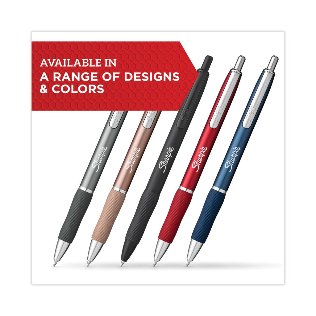 Sharpie S-Gel Premium Metal Barrel Gel Pen, Retractable, Medium 0.7 mm, Black Ink, Blue Barrel, 4/Pack