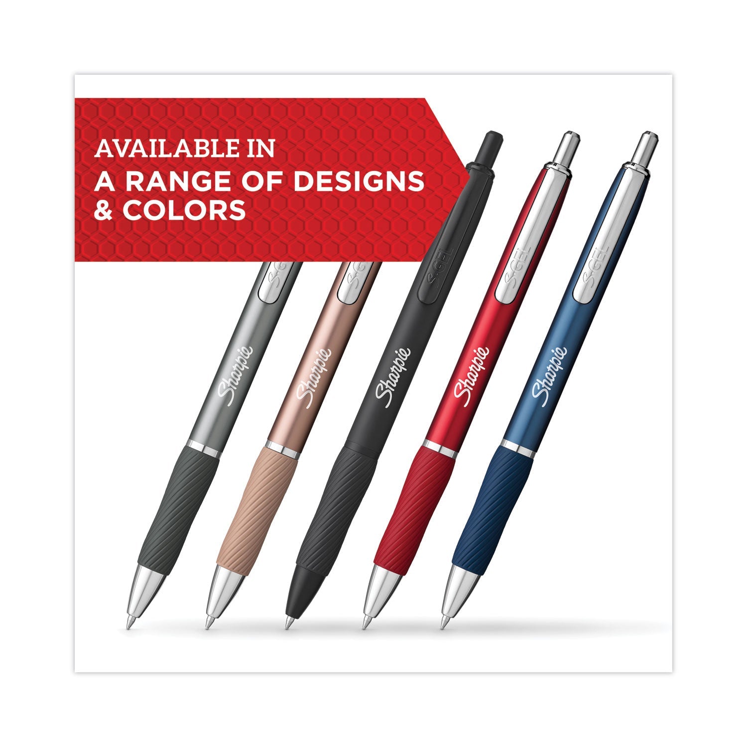 Sharpie S-Gel Premium Metal Barrel Gel Pen, Retractable, Medium 0.7 mm, Black Ink, Blue Barrel, 4/Pack