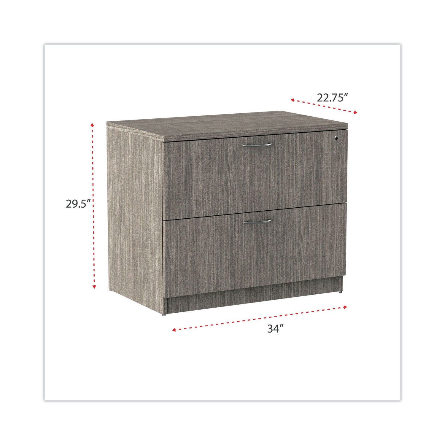 Alera Valencia Series Lateral File, 2 Legal/Letter-Size File Drawers, Gray, 34" x 22.75" x 29.5"