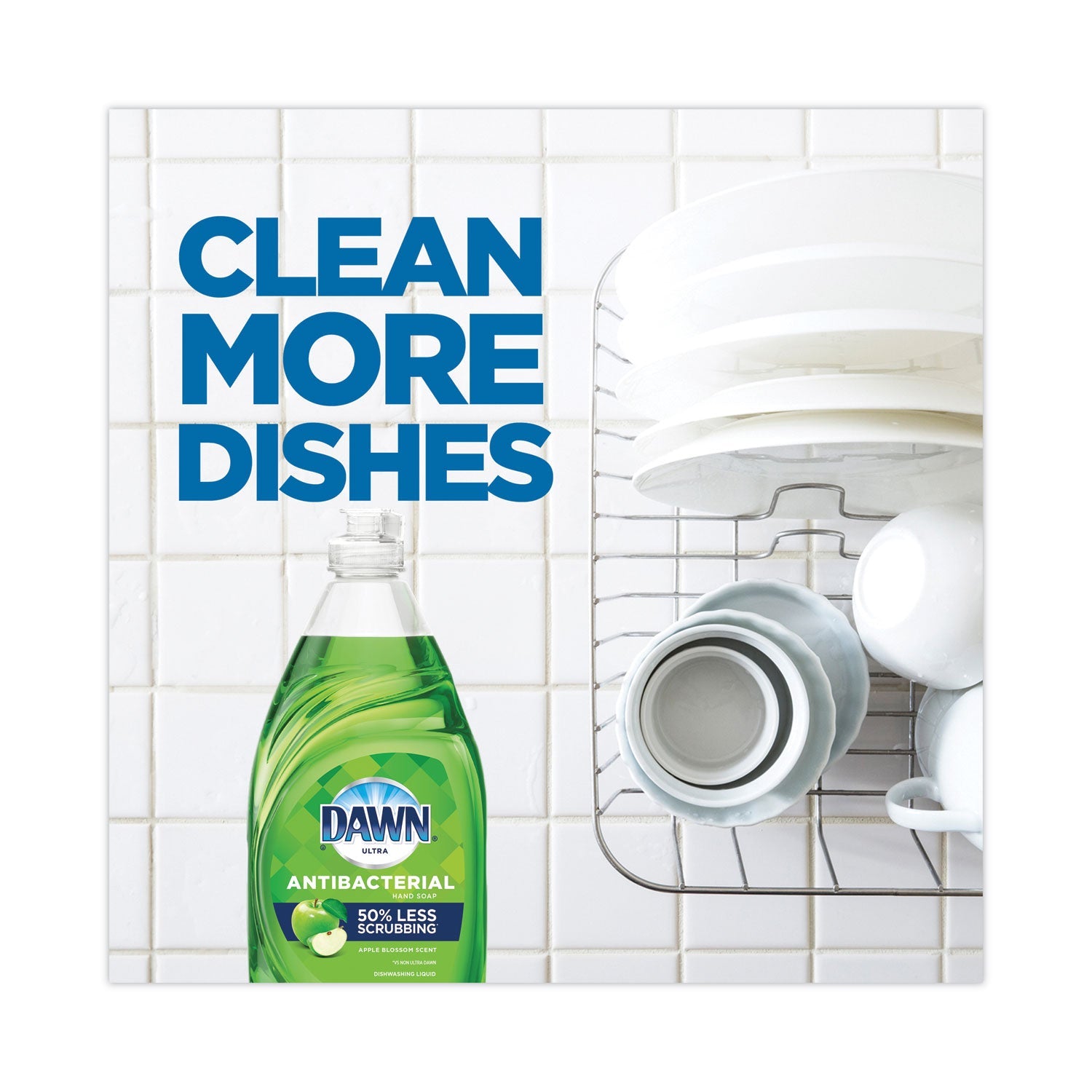Dawn Ultra Antibacterial Dishwashing Liquid, Apple Blossom Scent, 38 oz Bottle, 8/Carton