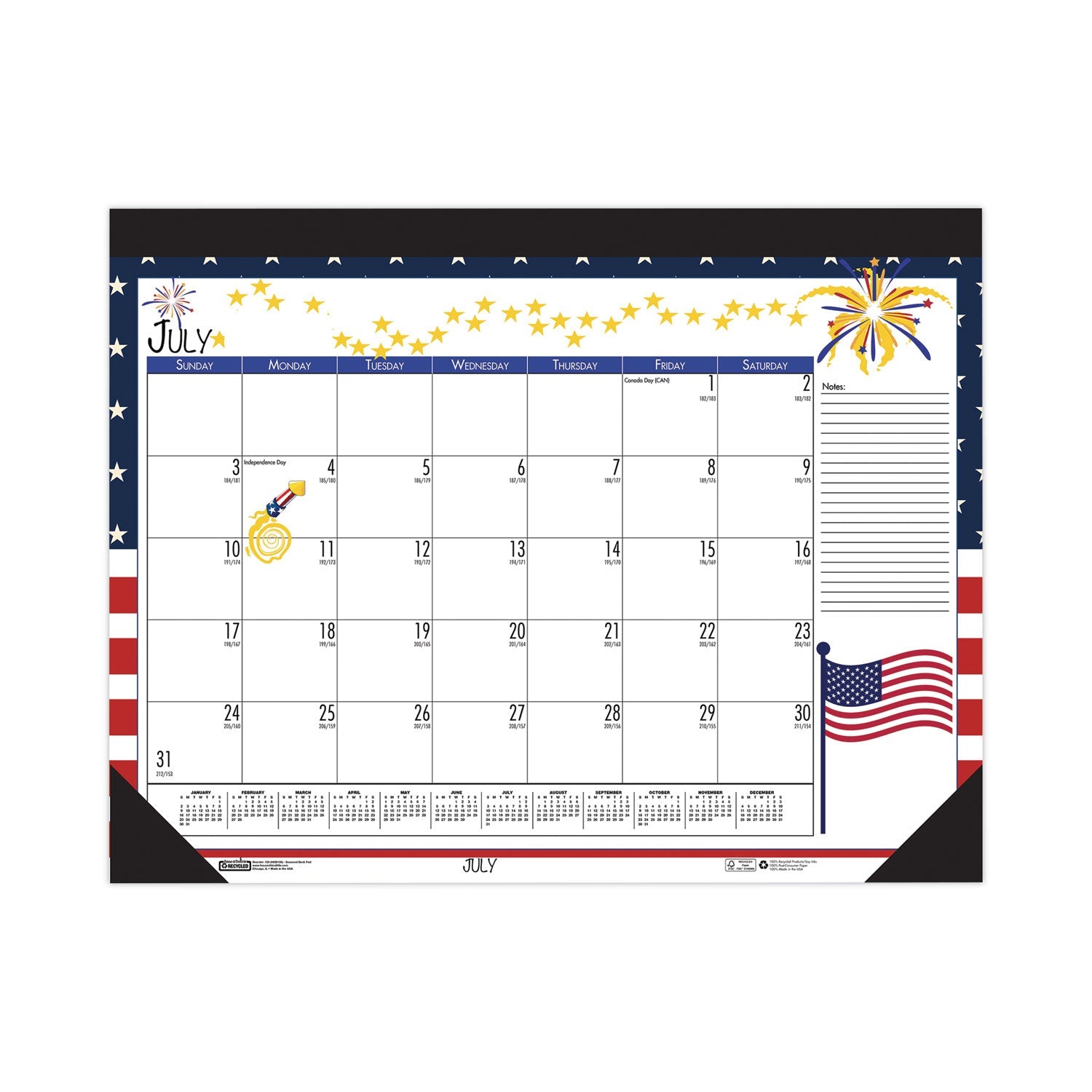 House of Doolittle Recycled Academic Year Desk Pad Calendar, Earthscapes Seasonal Artwork, 22 x 17, Black Binding, 12-Month (July-June): 2022-23