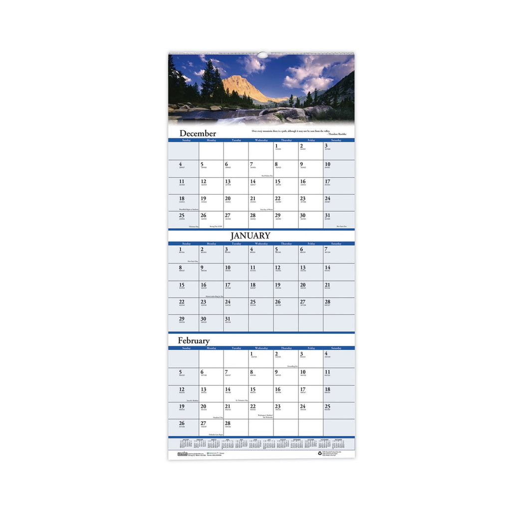 House of Doolittle Earthscapes Recycled 3-Month Vertical Wall Calendar, Scenic Photography, 8 x 17, White Sheets, 14-Month (Dec-Jan): 2022-2024