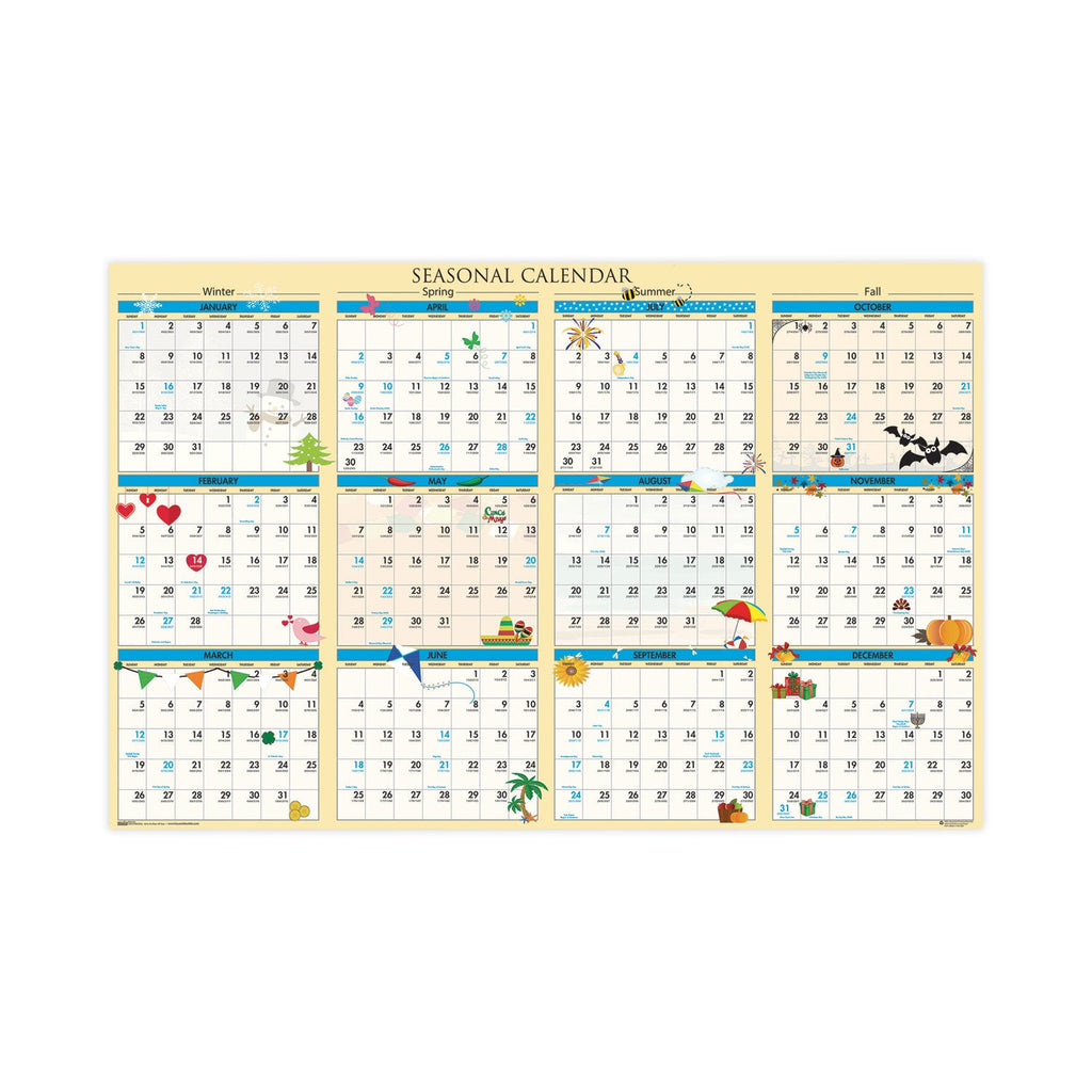 House of Doolittle Recycled Seasonal Laminated Wall Calendar, Earthscapes Illustrated Seasons Artwork, 24 x 37, 12-Month (Jan to Dec): 2023