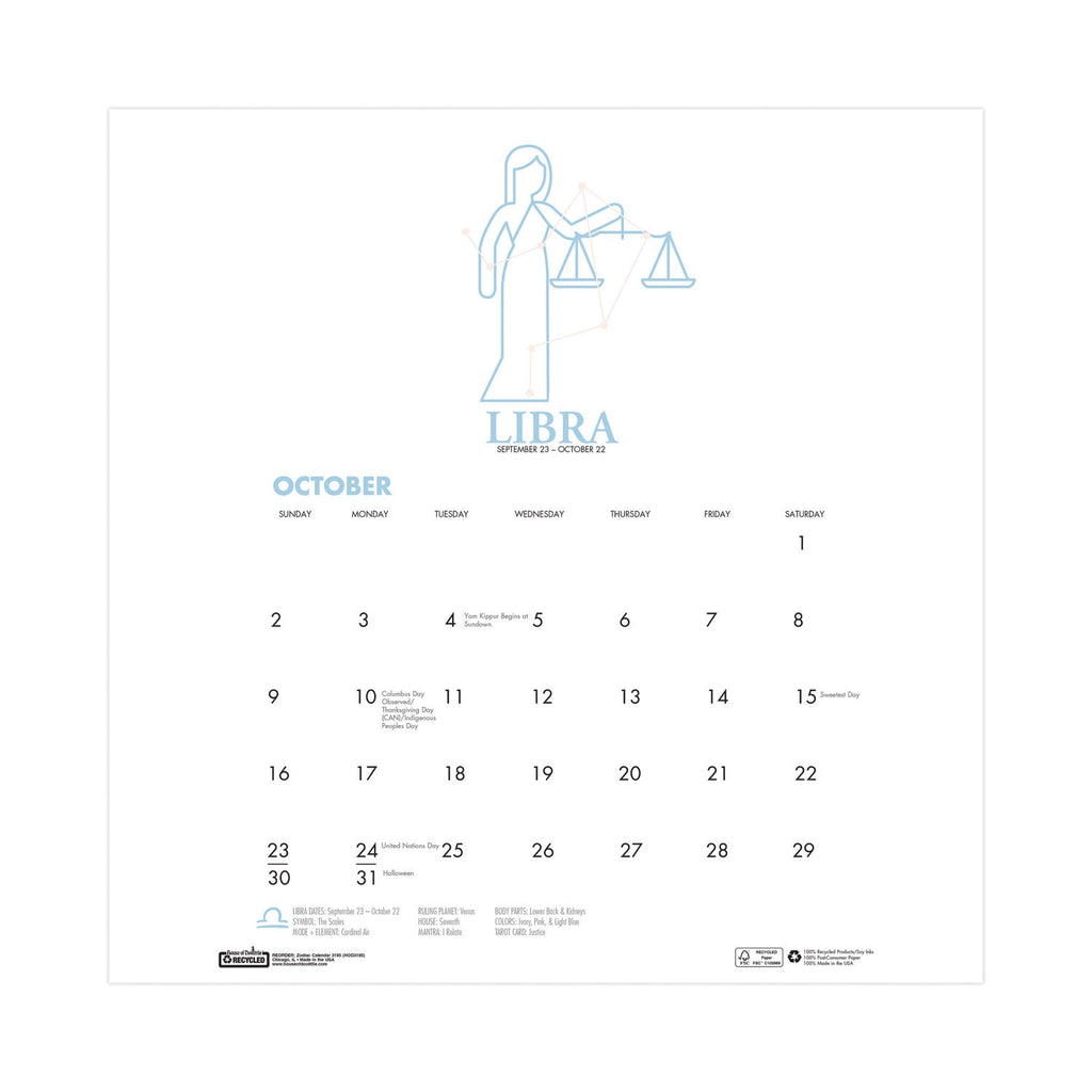 House of Doolittle Recycled Academic Zodiac Wall Calendar, 14 x 11, Multicolor Sheets,12-Month (Aug to July): 2023