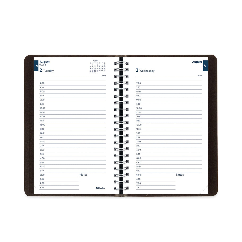 Blueline Academic Daily/Monthly Planner, 8 x 5, Black Cover, 12-Month (Aug to July): 2022 to 2023