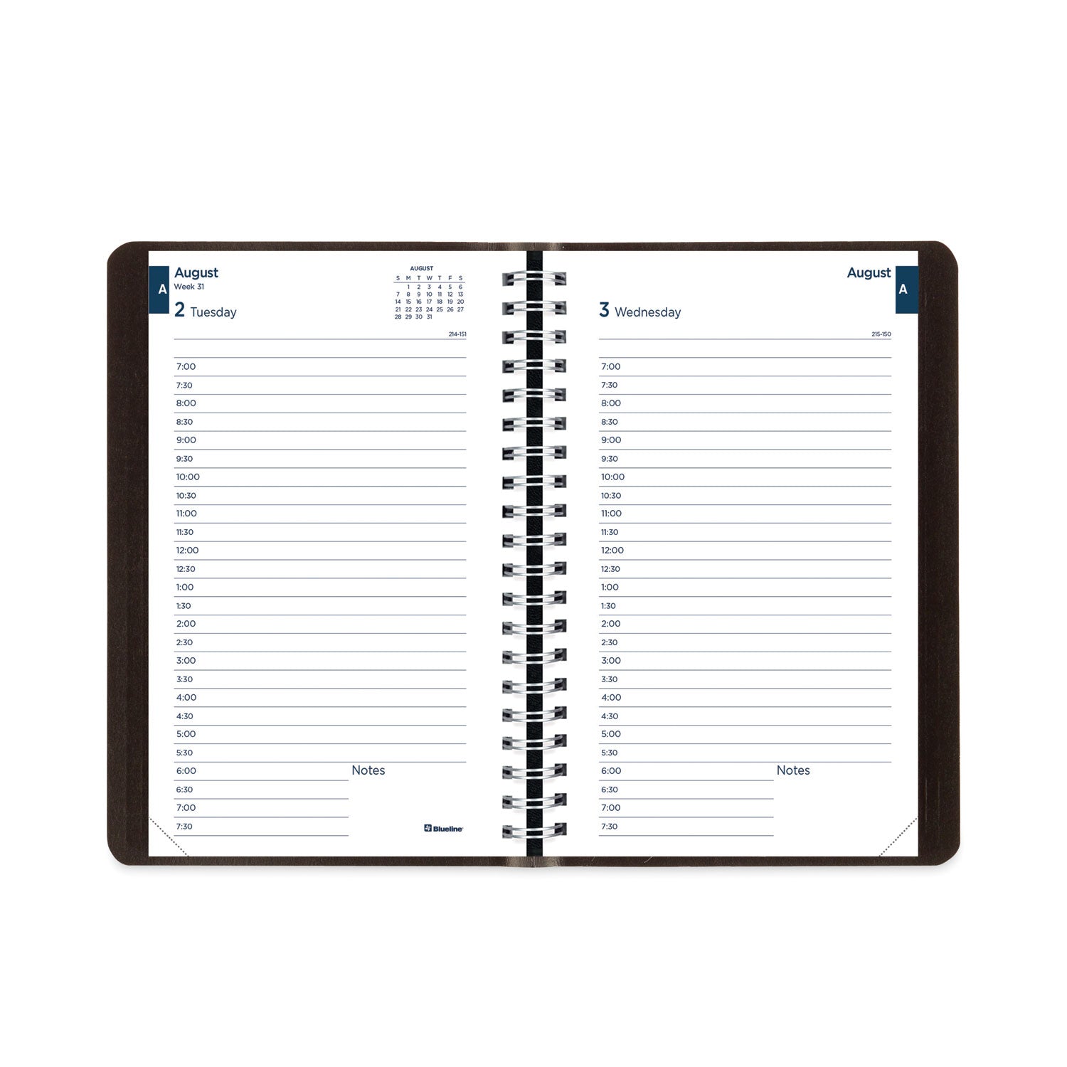 Blueline Academic Daily/Monthly Planner, 8 x 5, Black Cover, 12-Month (Aug to July): 2022 to 2023