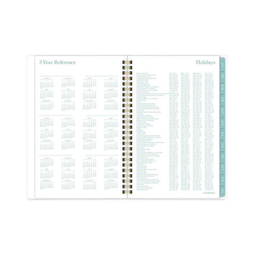 Cambridge Bali Weekly/Monthly Planner, Bali Leaf Artwork, 8.5 x 5.5, Green/White Cover, 12-Month (Jan to Dec): 2023