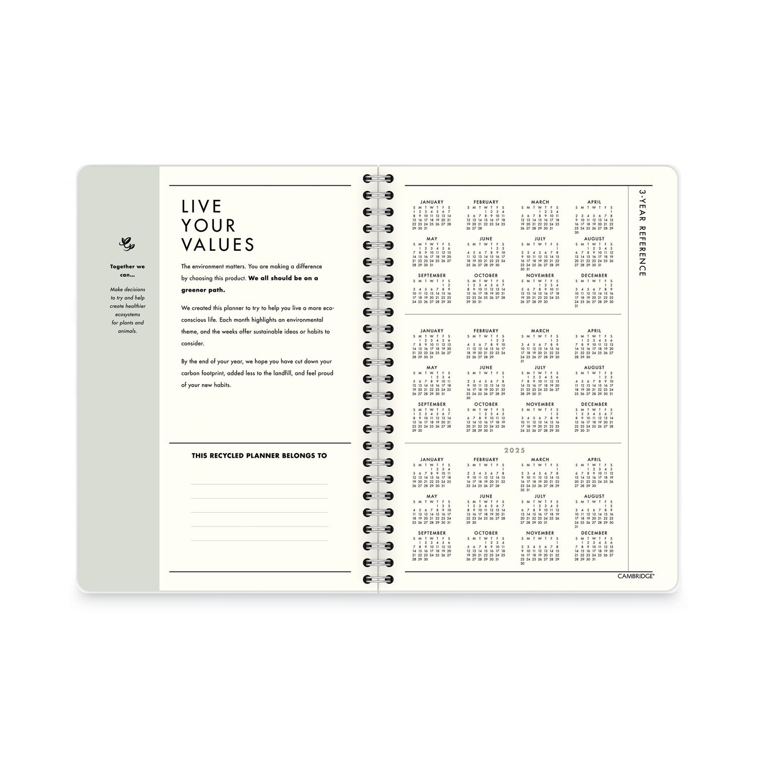 Cambridge GreenPath Weekly/Monthly Planner, GreenPath Artwork, 8.5 x 5.5, White/Green Cover, 12 Month (Jan to Jan): 2023