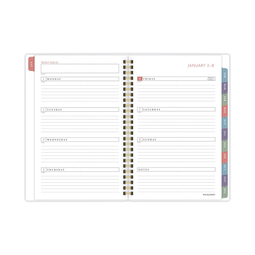 AT-A-GLANCE Badge Floral Weekly/Monthly Planner, Badge Floral Artwork, 8.5x5.5, Blue/Green/Pink Cover, 13-Month(Jan to Jan): 2023 to 2024