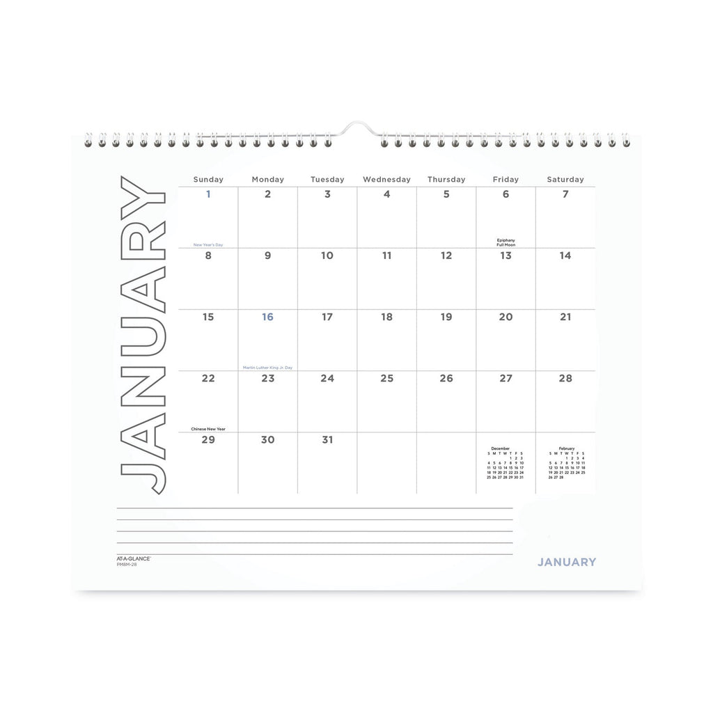 AT-A-GLANCE Modern Core Wall Calendar, Modern Artwork, 15 x 12, White/Black Sheets, 12-Month (Jan to Dec): 2023