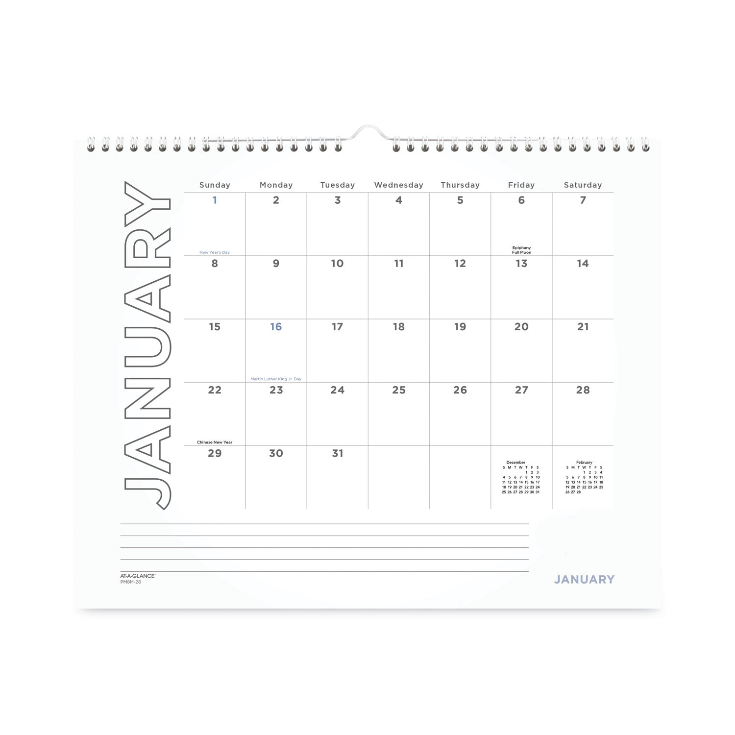 AT-A-GLANCE Modern Core Wall Calendar, Modern Artwork, 15 x 12, White/Black Sheets, 12-Month (Jan to Dec): 2023