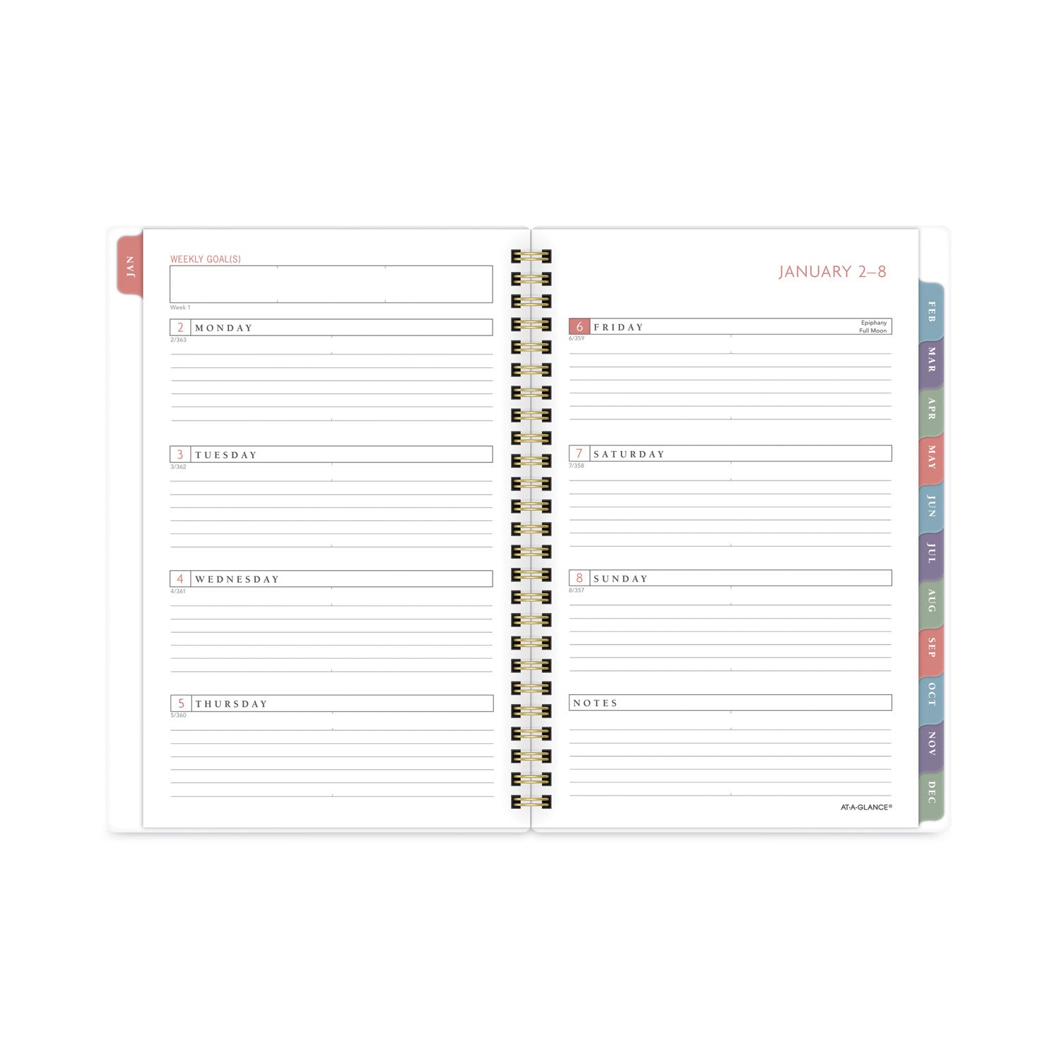 AT-A-GLANCE Badge Hand Drawn Geo Weekly/Monthly Planner, Badge Geo Artwork, 8.5x5.5, Blue/White Cover, 13-Month(Jan to Jan): 2023 to 2024