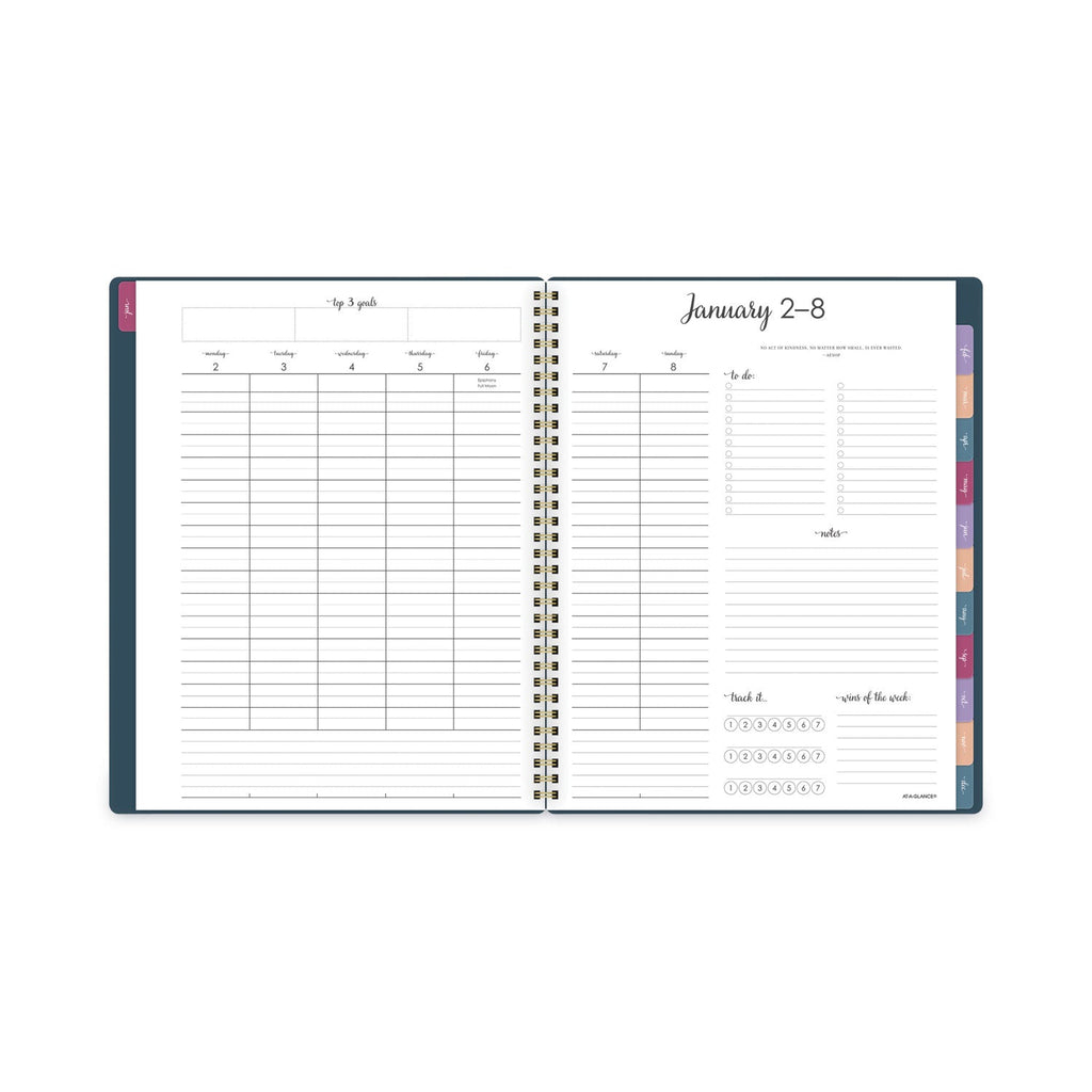 AT-A-GLANCE Harmony Weekly/Monthly Poly Planner, 11 x 8.5, Teal Cover, 13-Month (Jan to Jan): 2023 to 2024