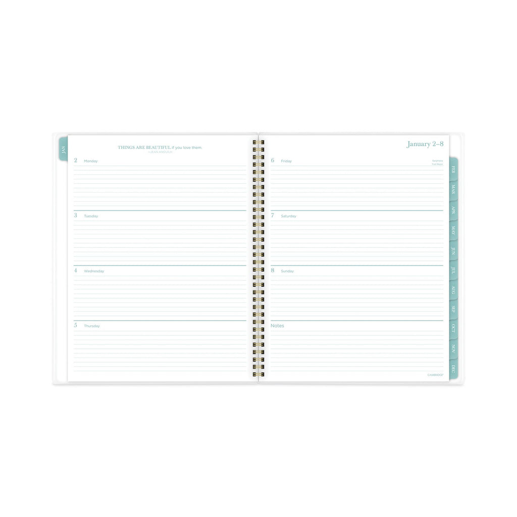 Cambridge Bali Weekly/Monthly Planner, Bali Leaf Artwork, 11 x 8.5, Green/White Cover, 12-Month (Jan to Dec): 2023