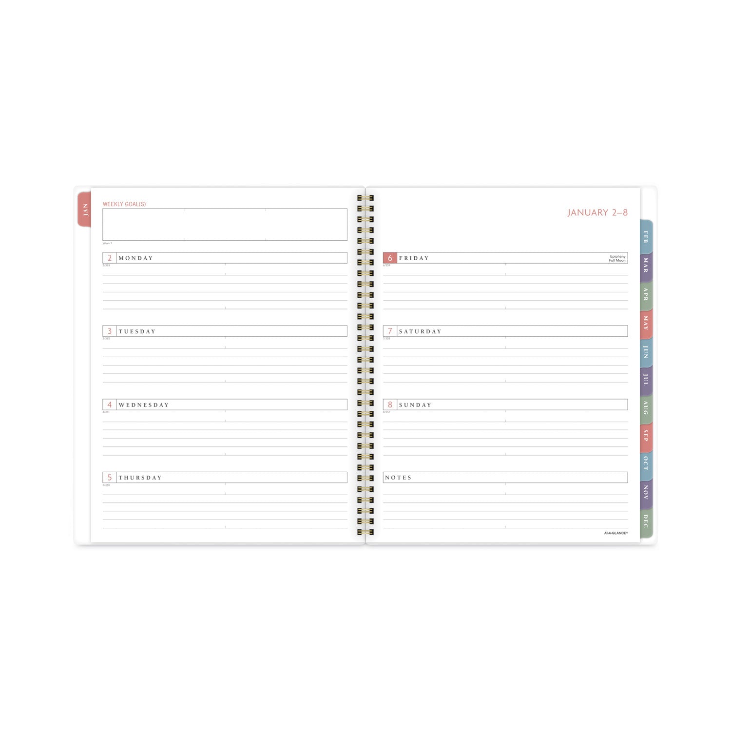 AT-A-GLANCE Badge Hand Drawn Geo Weekly/Monthly Planner, Badge Geo Artwork, 11x8.5, Blue/White Cover, 13-Month(Jan to Jan): 2023 to 2024