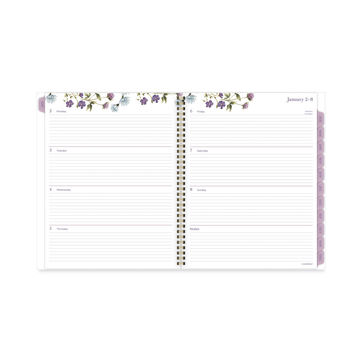 Cambridge Summer Garden Weekly/Monthly Planner, Summer Garden Artwork, 11.8.5 x 5, Blue/Green/Purple Cover, 12-Month (Jan to Dec): 2024