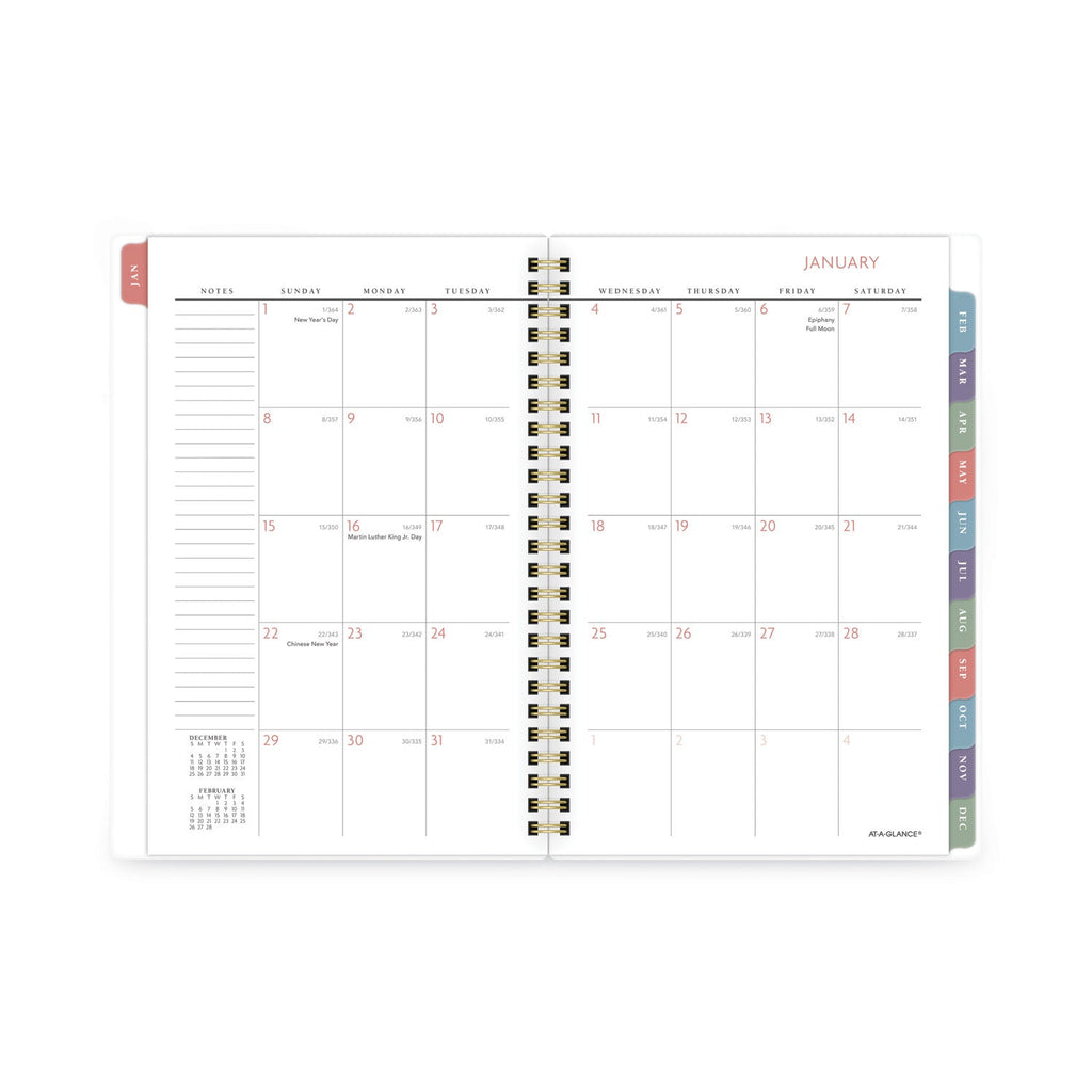 AT-A-GLANCE Badge Hand Drawn Geo Weekly/Monthly Planner, Badge Geo Artwork, 8.5x5.5, Blue/White Cover, 13-Month(Jan to Jan): 2023 to 2024