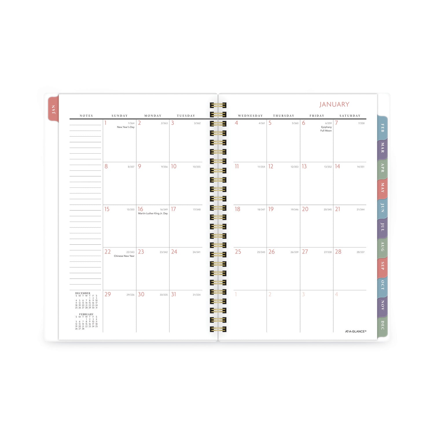 AT-A-GLANCE Badge Hand Drawn Geo Weekly/Monthly Planner, Badge Geo Artwork, 8.5x5.5, Blue/White Cover, 13-Month(Jan to Jan): 2023 to 2024