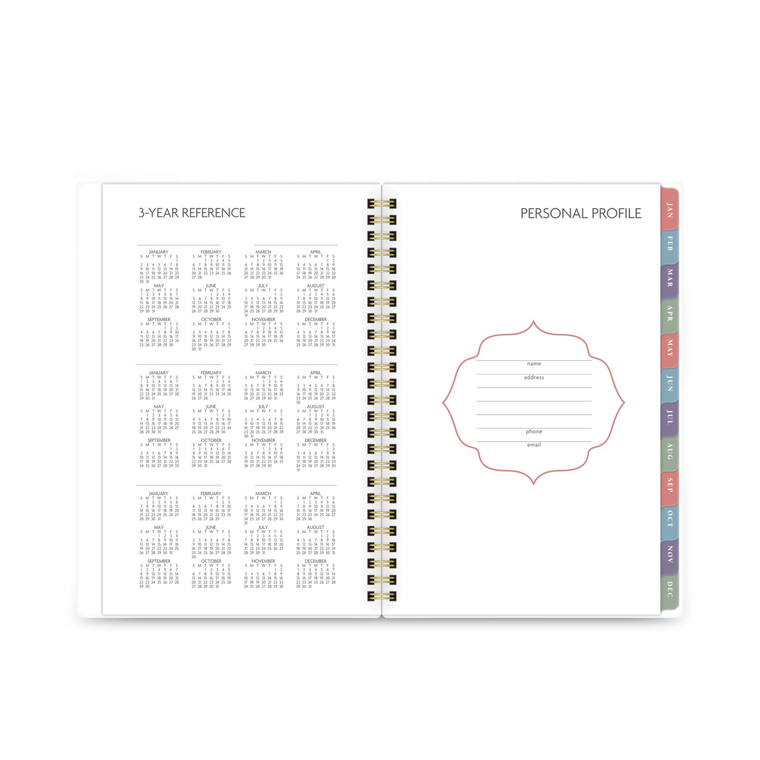 AT-A-GLANCE Badge Hand Drawn Geo Weekly/Monthly Planner, Badge Geo Artwork, 8.5x5.5, Blue/White Cover, 13-Month(Jan to Jan): 2023 to 2024
