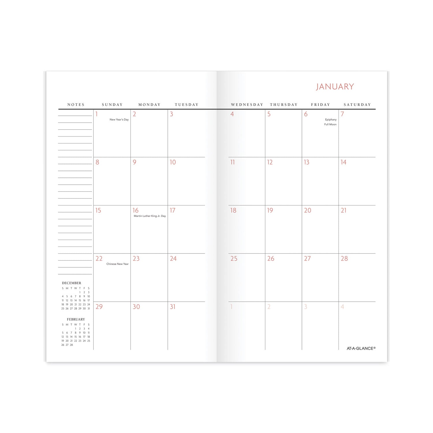 AT-A-GLANCE Badge Floral Two-Year Monthly Planner, Badge Floral Artwork, 6 x 3.5, Blue/Green Cover, 24-Month (Jan to Dec): 2023 to 2024