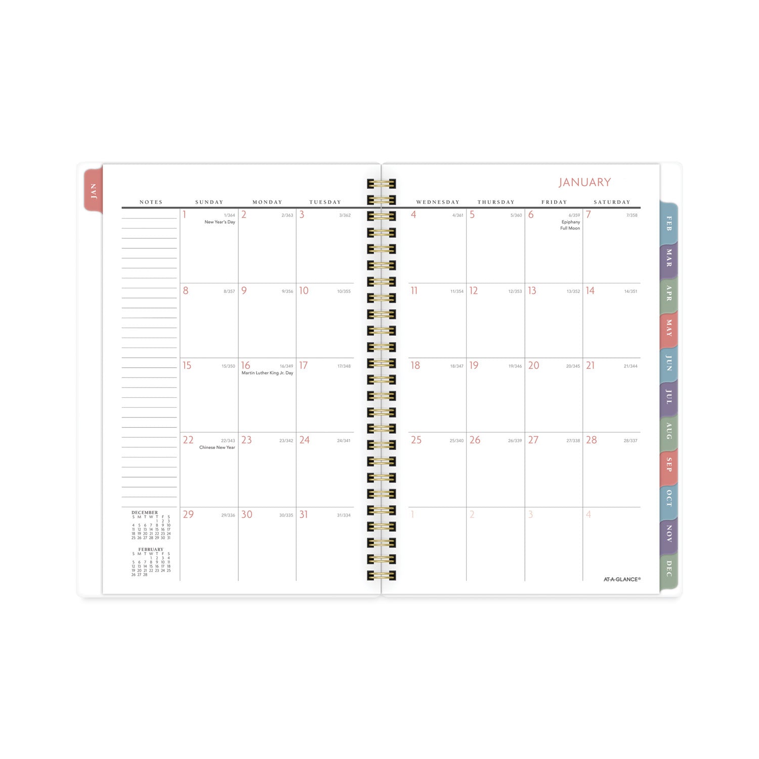 AT-A-GLANCE Badge Floral Weekly/Monthly Planner, Badge Floral Artwork, 8.5x5.5, Blue/Green/Pink Cover, 13-Month(Jan to Jan): 2023 to 2024