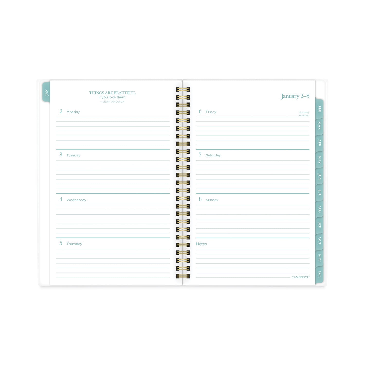 Cambridge Bali Weekly/Monthly Planner, Bali Leaf Artwork, 8.5 x 5.5, Green/White Cover, 12-Month (Jan to Dec): 2023