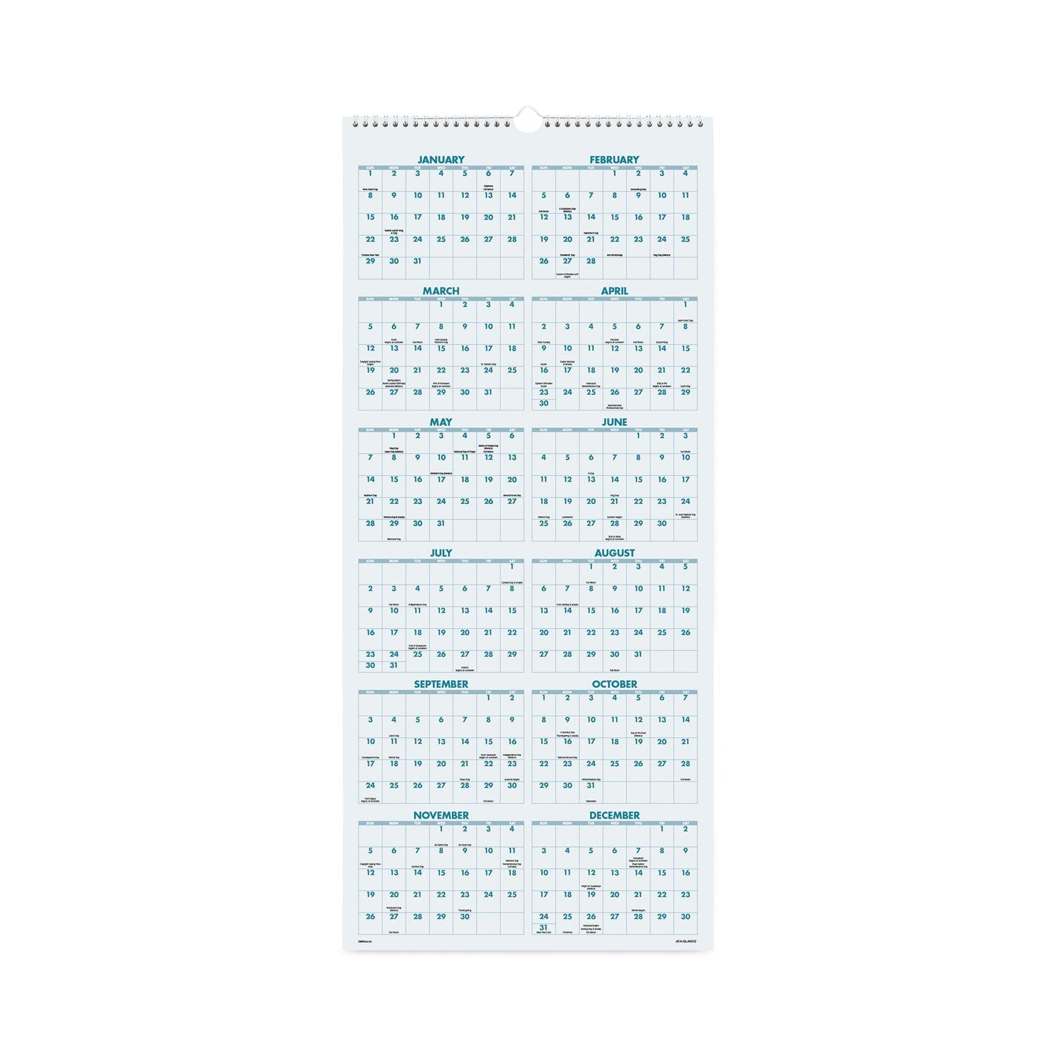 AT-A-GLANCE Scenic Three-Month Wall Calendar, Scenic Landscape Photography, 12 x 27, White Sheets, 14-Month (Dec to Jan): 2022 to 2024