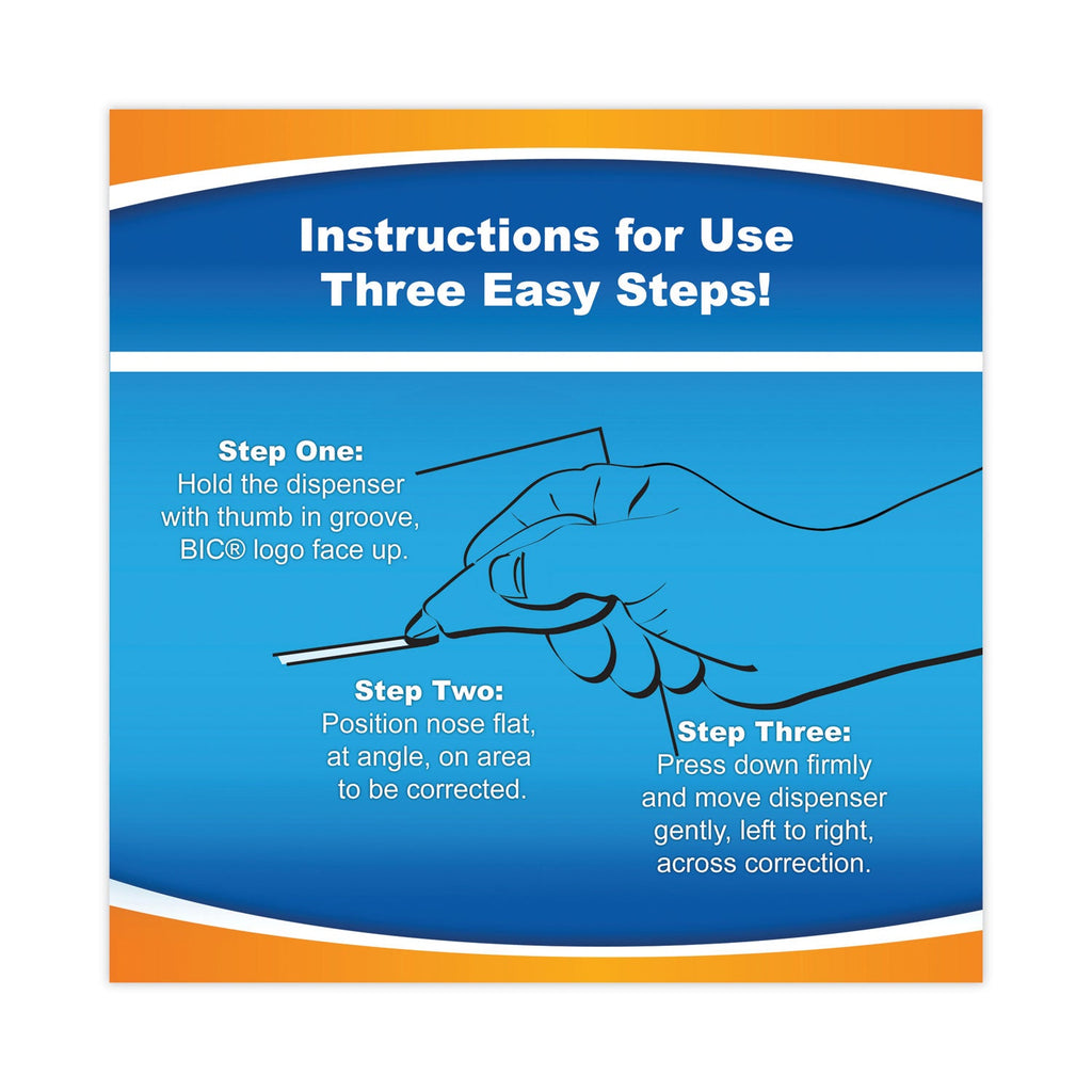 BIC Wite-Out EZ Correct Correction Tape Value Pack, Non-Refillable, Blue/Orange Applicators, 0.17" x 472", 10/Box