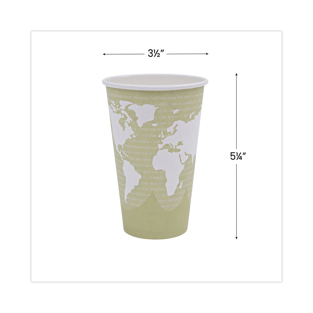 Eco-Products World Art Renewable and Compostable Hot Cups, 16 oz, Moss, 50/Pack