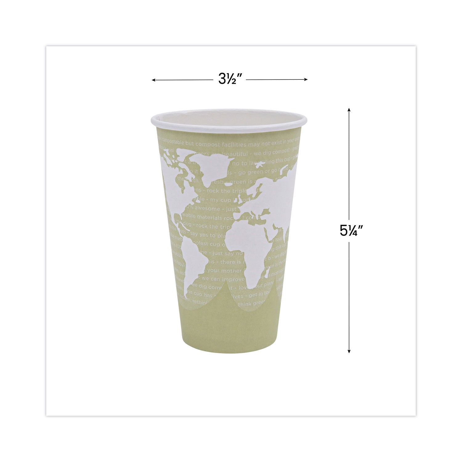 Eco-Products World Art Renewable and Compostable Hot Cups, 16 oz, Moss, 50/Pack